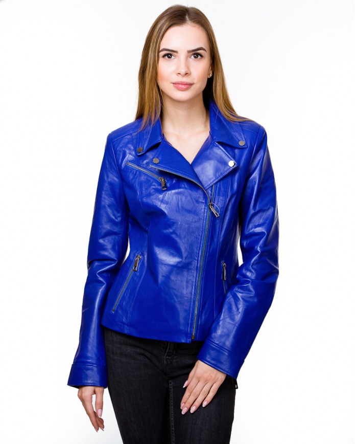 Women's leather biker jacket N.Z-06 Y115 ZIK 029 - интернет-магазин Alberta